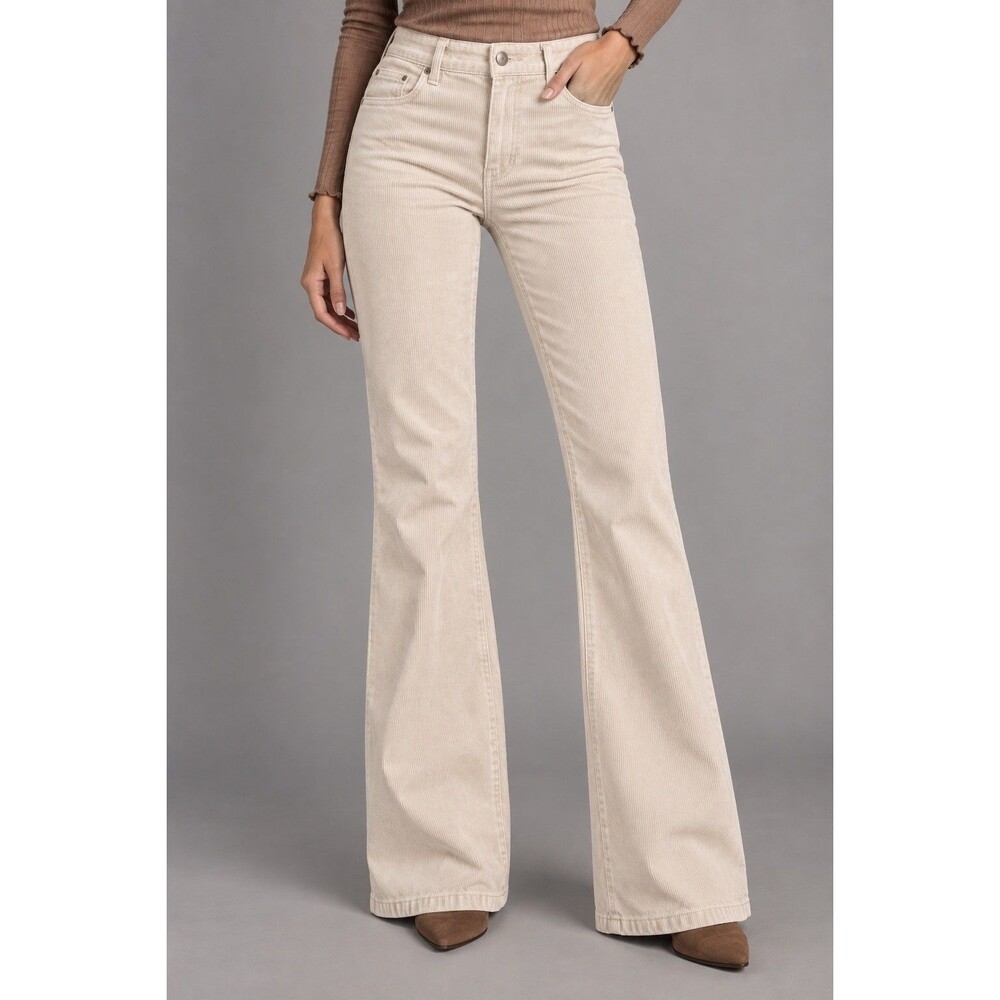 Classic Calvin Klein Jeans bootcut pants in a soft ivory/cream corduroy fabric.